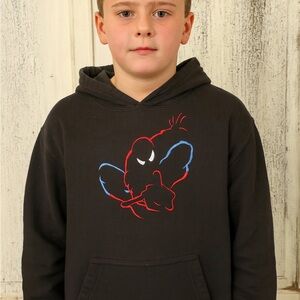 Marvel Black Hoodie with Spider Graphic Boy’s Size 10